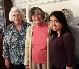 Gertrude Woods, AAUW Golden Member (center), with GIIC Author Julie Vu, GIIC and AAUW Mentor Honora Murphy. 