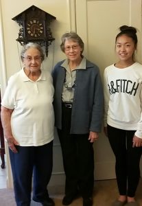 Joyce Denyven, (left) AAUW Golden Member, with AAUW Mentor Betty Hatch and Author Ellerbe Whang, GIIC.